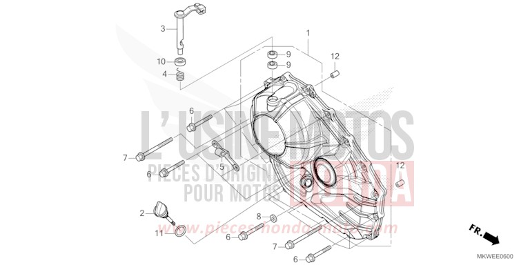 PANNEAU CARTER-MOTEUR D. (NC750XA) de NC750X "Méca" MAT PEARL GLARE WHITE (NHB54) 2025